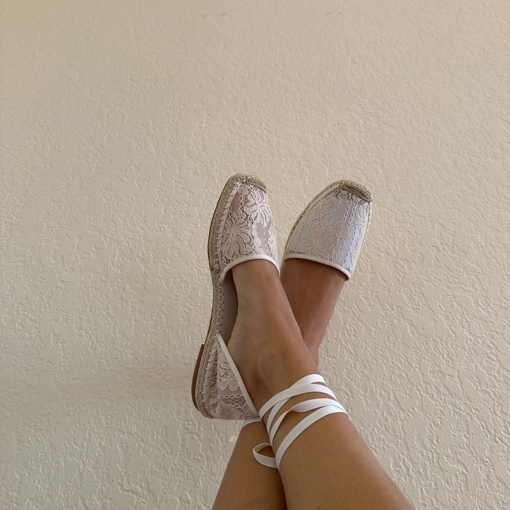 Stunning white lace espadrilles